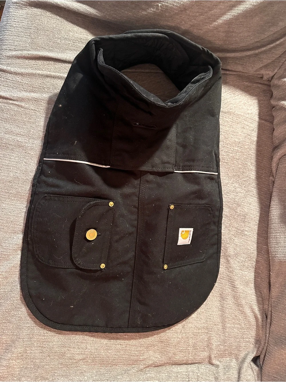 Carhartt Black Canvas Work Apron with Yellow Logo Patch